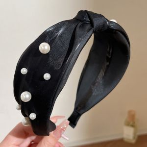 ที่คาดผมไข่มุก MODE KOREA ผ้าโพกศรีษะฝรั่งเศสหรูหราสำหรับผู้หญิงเครื่องประดับผม