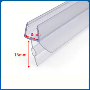 Bath Shower Screen Door Seal Strip PVC Frameless Glass Door Bottom Weather Stripping Seal Sweep Water Blocking Strips