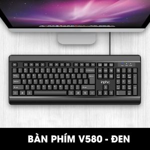 Bàn phím máy tính văn phòng SIDOTECH INPHIC V580 có dây chống ồn silent chống nước giả cơ gaming cho làm việc chơi game