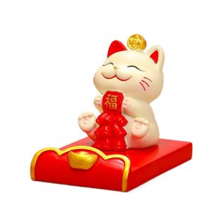 NOVAWEAR Figurine Miniature Items Lucky Cat Phone Holder Resin Crafts Chinese Style Animal Mobile Phone Stand Lazy Mobile Phone Stand Realistic Cute Cell Phone Bracket Living Room Decoration