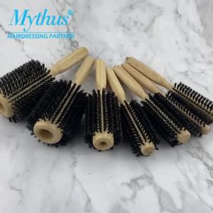 6 Sizes Wood Handle Boar Bristles Round Brush Removable Tail Professional Barber Salon Hairdressing Hair Brush Hair Round Comb