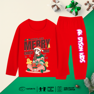 Baju Setelan Panjang Natal Anak Perempuan - Kaos Lengan Panjang Merry Christmas Lucu 1 - 10 Tahun PB