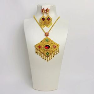 สร้อยประดับชุดไทย ต่างหูหนีบ จี้ฝั่งคริสตัลสีสด คริสตัสสวารอฟสกี้หลายสี แต่งระย้า สร้อยออกงาน สร้อยนางรำ สร้อยเจ้าสาว