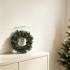 RANZH Realistic Pine Christmas Garland Rustic Green Artificial Green Pine Wreath Fake Wreath Long Lasting Christmas Door Wreath Home Xmas Decor