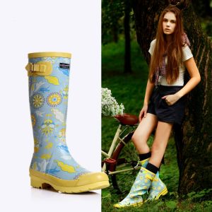 Womens Wellington boots rubber rain boots waterproof fashion high foot-friendly boots for women