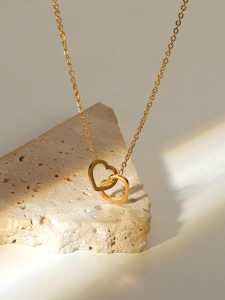 kalung titanium wanita plus liontin love anti karat anti luntur