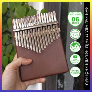 Đàn kalimba 17 phím nguyên khối chữ nhật màu nâu QUYNHLEMO Kalimba tặng búa khăn lau túi rút tài liệu giấy dán.