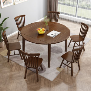 Small sized fully solid wood folding square table to round table dining table household dining table and chairs expandable square mahjong table