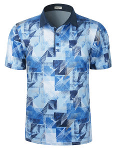 Mens Lightweight Fashion Pattern Print Moisture Wicking Golf Polo Shirts Short Sleeve Quick Dry Performance Daily Casual T-Shirts