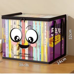 ZHENGE with joyful Face Square Storage Box Large Capacity with Lid Multi-Purpose Container Portable Waterproof Organizer Bin Books