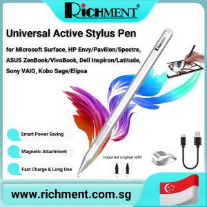 RICHMENT Stylus Pen for for Microsoft Surface HP Envy/Pavilion/Spectre ASUS ZenBook/VivoBook Dell Inspiron/Latitude Sony VAIO Kobo Sage/Elipsa 4096 Pressure Sensitivity Tilt Function Magnetic Attach
