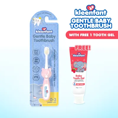 Kleenfant Baby Toothbrush Ultra Soft Bristles BPA-Free w/ Tongue Cleaner | Buy 1 Get 1 Tooth Gel
