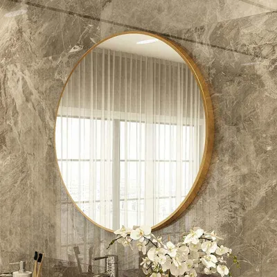 ROUND MIRROR001- 40cm Home Decorative Metal Frame Round Wall Mirror Bathroom Decor Large Makeup Mirror Wall Mounted Body Bedroom Mirror
