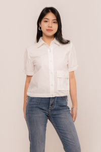 RIMINI - Atasan Wanita Katun Premium Lengan Pendek Pocket Drawstring Size XS-2XL - Raneta Top CO7014