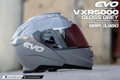 EVO VXR 5000 GLOSS GREY MODULAR DUAL VISOR WITH IRIDIUM AND CLEAR LENS