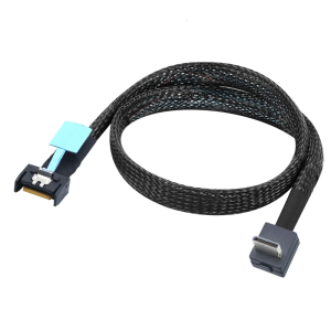 Speed Gen5 PCIE MCIOs 4I 4X 38P Male to Oculink SFF8611 4I 90degree NVME for SSDs Cable for Server Data Connection