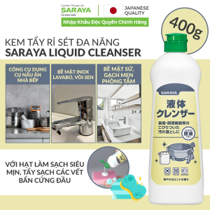 Kem Tẩy Rỉ Sét Vòi sen Inox Dụng cụ nấu ăn - Saraya Liquid Cleanser theo chuẩn Nhật Bản- Chai 400g