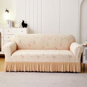 Sofa Cover Slipcover Elastic Thick Quilted Skirted Corner Couch Protector Living Room L Shape 1 2 3 4 Seater