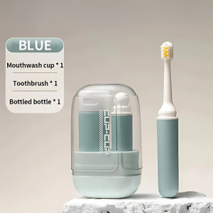 Travel Kit 3in1 Portable Toothbrush with Case Compact Toiletry Set Foldable Cup Holder for Home Use