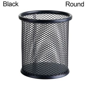 MIRELAE Round/Square Desk Tidy Pencil Storage Stationery Organiser Mesh Pen Pot Pen Holder Storage Case