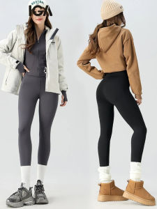GUZHOU2 Autumn Winter Snowflake Velvet Warm Sharkskin Leggings Women Thick Tight Fitting Grid Fleece Slim Casual Sport Leggings Winter yoga pants.