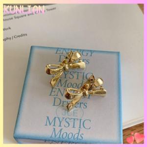 [KUNLIAN] 2Pcs Sweet Metal Bow Hairpin Fashion Personality Small Hair Clip For Women Girls Sweet Cool Broken Hair Clip Hair Accessories