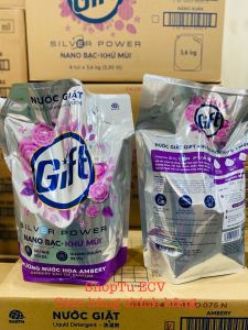 Nước giặt Gift 3.6kg hương tinh dầu nước hoa AMBERY &Công nghệ Nano Bạc khử mùi hôi ẩm mốc trên vải