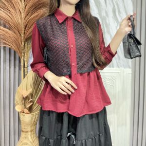 SHINE FASHION - HELEN KEMEJA RENDA TALI SAMPING / ATASAN BLOUSE RENDA WANITA -PN