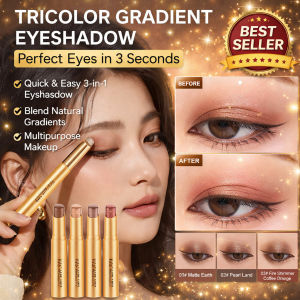 Triple Color Eye Shadow Stick Long Lasting Cream Eyeshadow Golden Shimmer Easy Blend Waterproof Makeup Stick