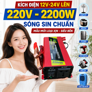 Bộ Chuyển Đổi Điện 12V 24V Ra 220V SMART TECH 2200W Sóng Sin Chuẩn Loại Xịn Siêu Bền