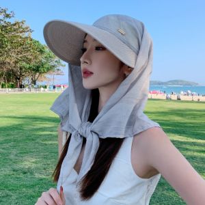 CHENJIE Phong cách Hàn Quốc Mũ bóng chày có khăn trùm đầu Vành rộng In ấn Khăn quàng cổ mũ bóng chày Nhẹ Khăn quấn tóc Mũ khăn quàng có dây buộc Cô gái
