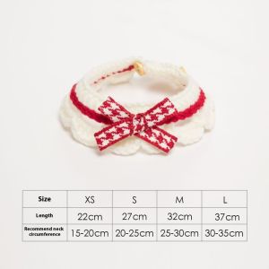 Dây đeo cổ mèo dễ thương với nơ khăn quàng cổ thú cưng dệt mềm cho mèo và chó nhỏ
