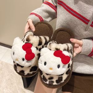 Free Shipping Sweet Kitten-Style Fluffy Slippers For Women 2026 New Autumn/Winter Collection Suitable For Wearing Outdoors Half-Slipper Style Thick-Soled Warm Cotton Slippers