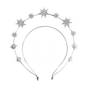 Alloy Rhinestone Headband 2 Layer Hair Hoops with Hexagram Shape Shinning Headbands for Women Bling Headband for Girl