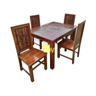 Set Meja Makan Minimalis Kayu Natural dan Kursi Poliester Model Terbaru 2024 + Kaca GRATIS - Warna Pilihan