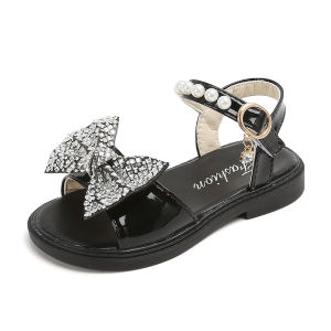 Sandal Công Chúa Cho Bé Quai Ngọc Đính Nơ Lấp Lánh Xăng Đan Đế Mềm Chống Trơn Size 1-6 Tuổi