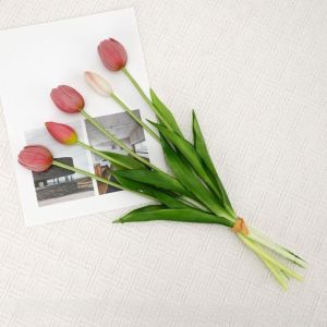 ALLLUCK 5Pcs/1Pc Latex Tulips Artificial Flowers 41CM Real Touch Simulated Bouquet Luxury Realistic Hand Bouquet For Wedding Home Decor