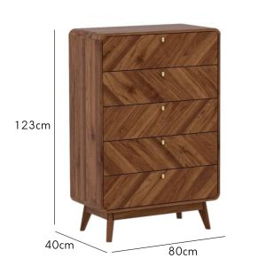 MUSE Design GENOA Luxury Style 5 Drawer Chest-Walnut
