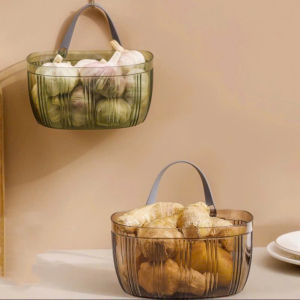 Giỏ nhựa treo tường đựng hành tỏi trong suốt dụng cụ sắp xếp nhà bếp