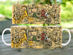 * 1 PC MUG WITH BOX * AURORA DESIGN Mug Souvenir 11oz with box
