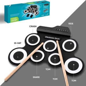 Foldable Digital Drum Roll-Up Pad Electric Portable Compact Size Kit Practice Set With USB electronic drum pad