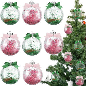 Christmas decorations 8cm butterfly powder transparent pet ball Christmas set Christmas tree arrangement pendant