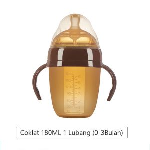 Botol Susu Bayi Silicon Anti Bakteri Dot Baby Dengan Pegangan Handle Milk Feeding Bottle Silicone Food Grade Anti Pecah Leher Lebar 150ml / 180ml / 250ml