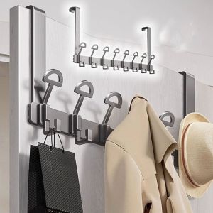 BLACKON Quick Installation Over-the-Door Hooks 6/7 Hooks Drill-Free Wall-Mounted Coat Racks Multi-functional Door Hang Storage Hooks Bedroom