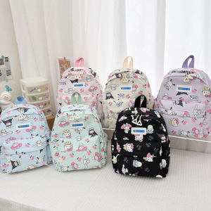 CUTE DIY Wear-resistan Kuromi  Childrens Bag Burden Reduction Spinal Protection Boys and Girls School Bag Cartoon Lightweight Cute Kids Backpack Boys