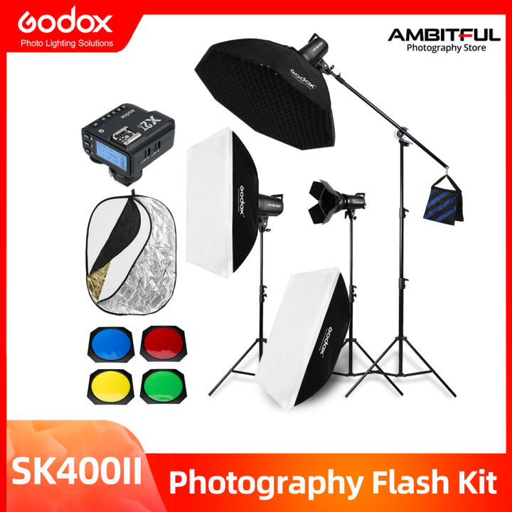 Godox 3x SK400II Kit Photography Studio Flash Light Kit,Softbox,Light