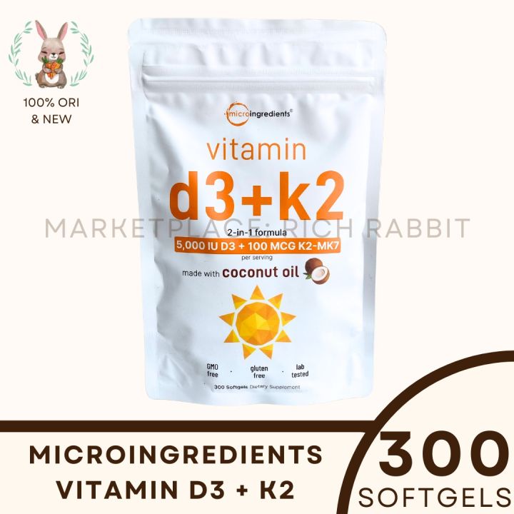 Microingredients Vitamin D3 K2 5000 IU 100 MCG Micro Ingredients Suplemen  Tulang Imunitas Immune System ORI USA | Lazada Indonesia