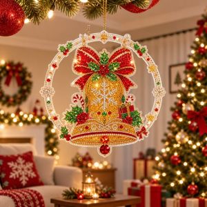 SIRENXI Acrylic Christmas Ornament 2D Flat Wreath Shape Window Hanging Sign Dog Pattern Vintage Door Hanging Decor Party