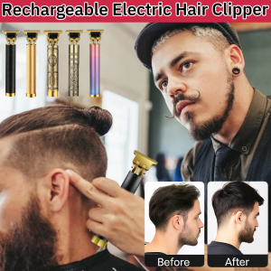 Professional Hair Clipper Mens Beard Trimmer Electric Hair Cutting Machine USB Rechargeable Carving Oil Head Razor