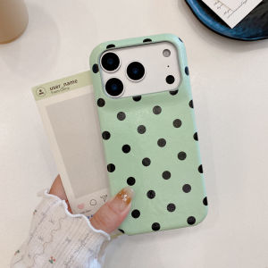 Shockproof Leather Polka Dot Matte Phone Case For iPhone 17 Pro Max Anti-scratch Slim Cute Frameless Protection Cover Funda